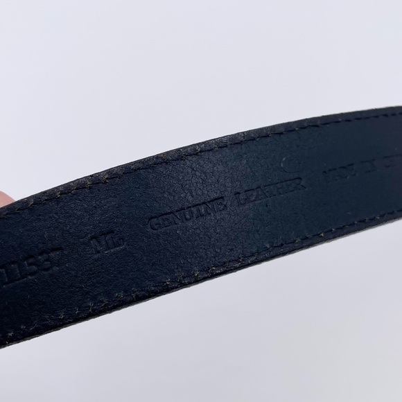 Vintage 80s 90s Milor Braided Stitch Leather Belt Black Ivory Size Medium Large